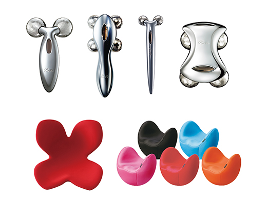 「ReFa」シリーズ（上部4つ）と、ボディメイクシート「Style」（下左）、バランスチェア「CUVILADY」（下右）